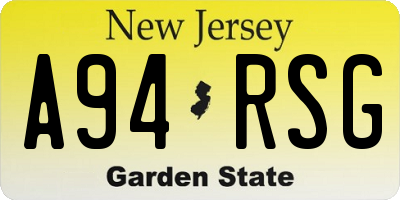NJ license plate A94RSG