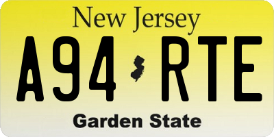 NJ license plate A94RTE