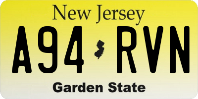 NJ license plate A94RVN