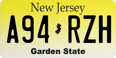 NJ license plate A94RZH
