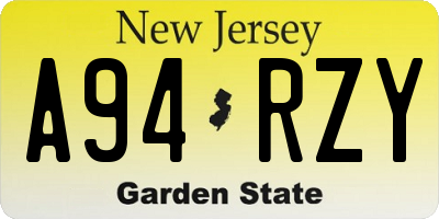 NJ license plate A94RZY
