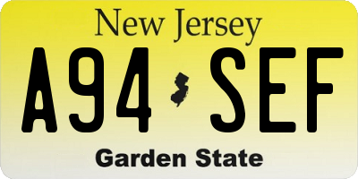 NJ license plate A94SEF