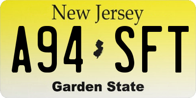 NJ license plate A94SFT
