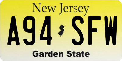 NJ license plate A94SFW