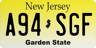 NJ license plate A94SGF