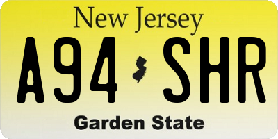 NJ license plate A94SHR