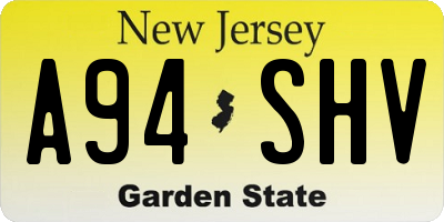 NJ license plate A94SHV