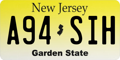 NJ license plate A94SIH