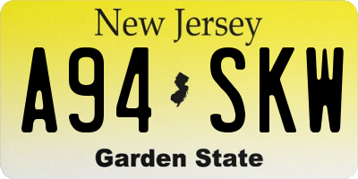 NJ license plate A94SKW