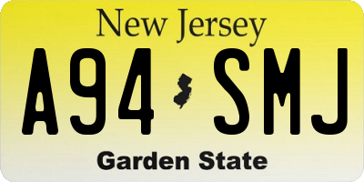 NJ license plate A94SMJ