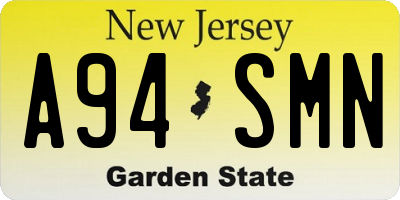 NJ license plate A94SMN