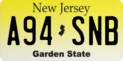 NJ license plate A94SNB