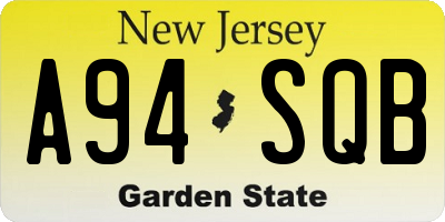 NJ license plate A94SQB