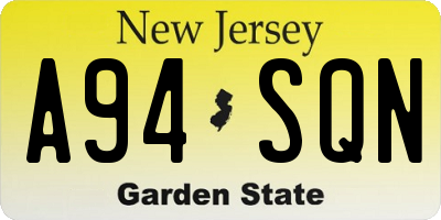 NJ license plate A94SQN