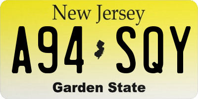 NJ license plate A94SQY