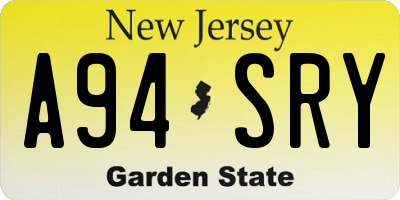 NJ license plate A94SRY