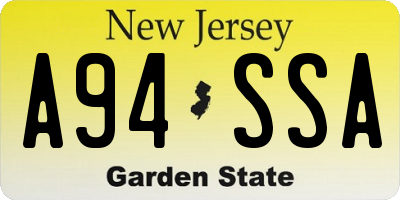 NJ license plate A94SSA