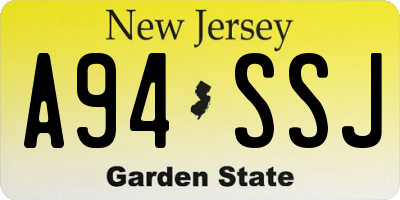 NJ license plate A94SSJ