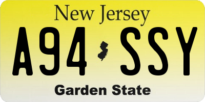 NJ license plate A94SSY