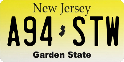 NJ license plate A94STW
