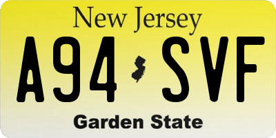 NJ license plate A94SVF