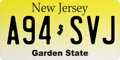 NJ license plate A94SVJ