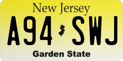 NJ license plate A94SWJ