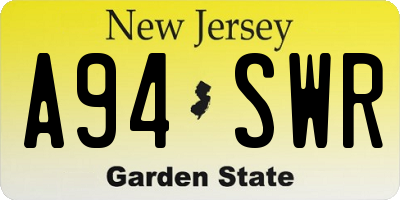 NJ license plate A94SWR