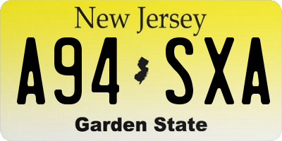 NJ license plate A94SXA