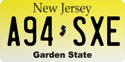 NJ license plate A94SXE
