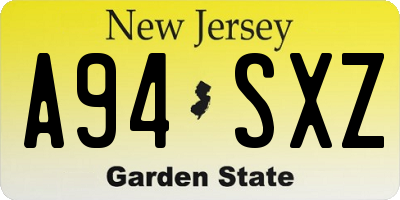 NJ license plate A94SXZ