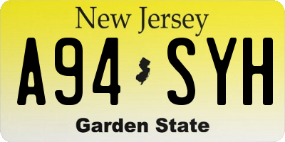 NJ license plate A94SYH