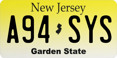 NJ license plate A94SYS