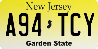 NJ license plate A94TCY