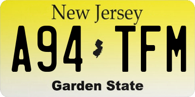 NJ license plate A94TFM