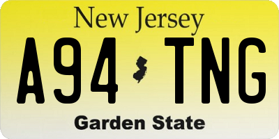 NJ license plate A94TNG
