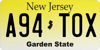 NJ license plate A94TOX