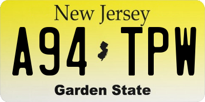 NJ license plate A94TPW