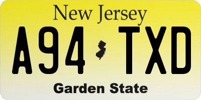 NJ license plate A94TXD