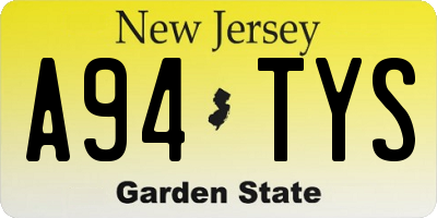NJ license plate A94TYS