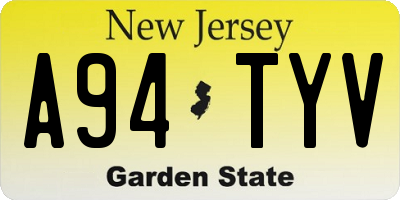 NJ license plate A94TYV