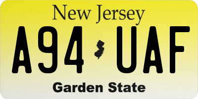 NJ license plate A94UAF