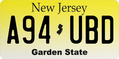 NJ license plate A94UBD