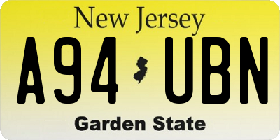 NJ license plate A94UBN