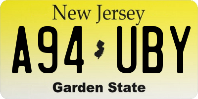 NJ license plate A94UBY