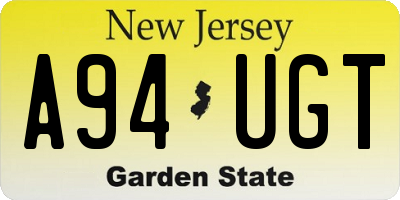 NJ license plate A94UGT