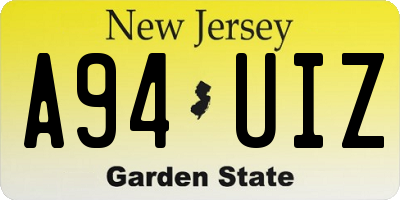 NJ license plate A94UIZ