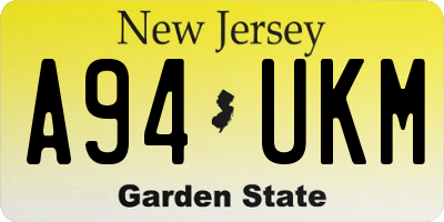 NJ license plate A94UKM