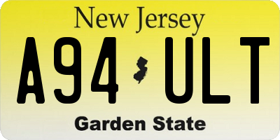 NJ license plate A94ULT