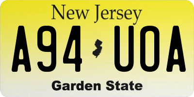 NJ license plate A94UOA